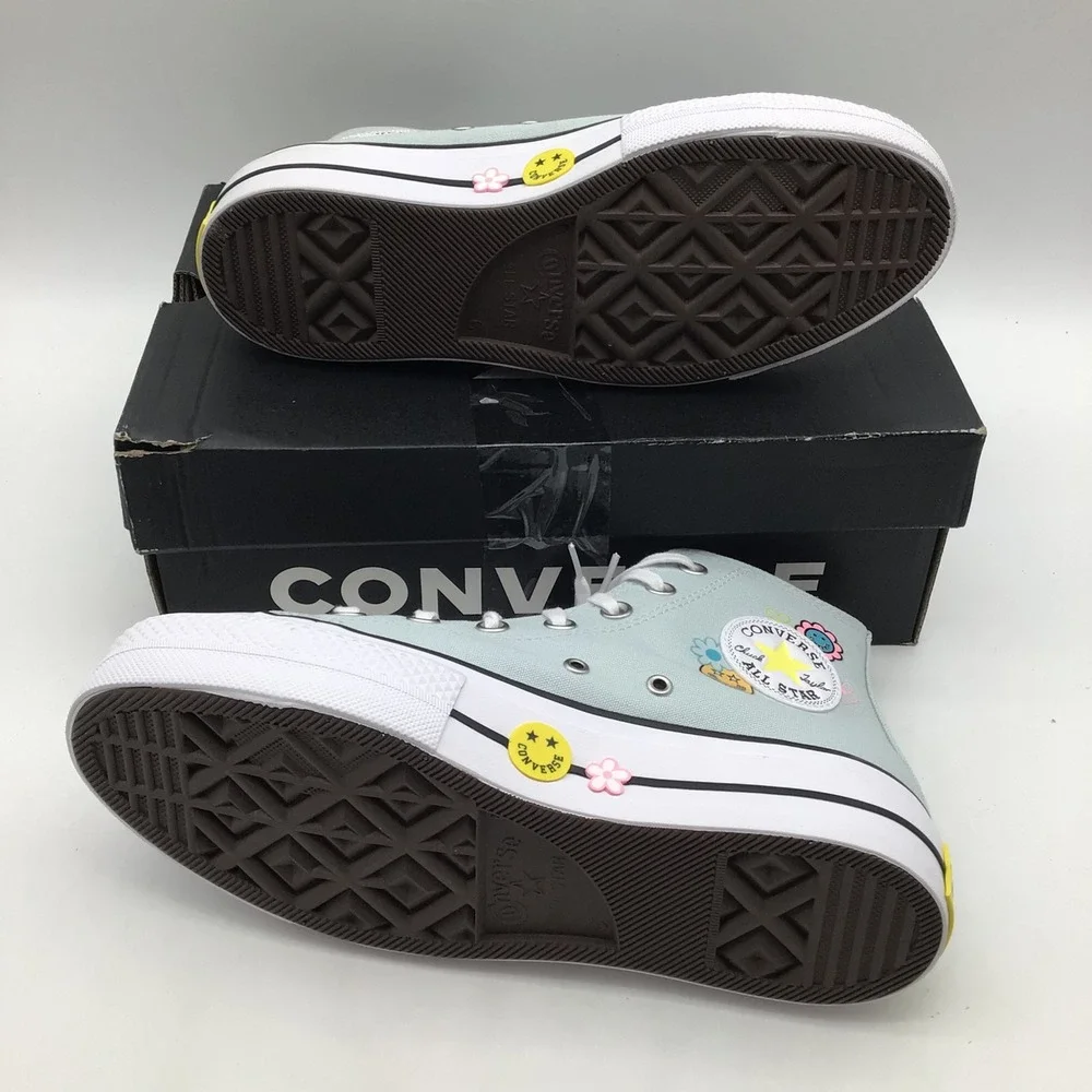 Converse CTAS Lift Hi Sunflower Smiles Blue Platform Sneakers A16296C Size 8 NEW
